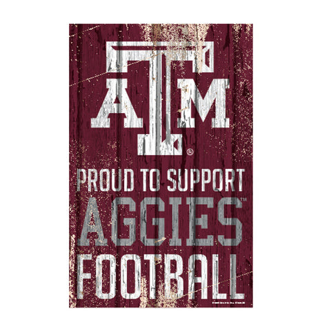 Texas A&M Aggies Sign 11x17 Wood Proud to Support Design-0