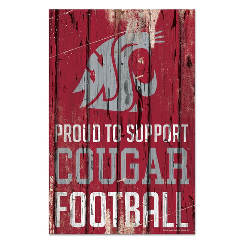 Washington State Cougars Sign 11x17 Wood Proud to Support Design-0
