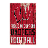Wisconsin Badgers Sign 11x17 Wood Proud to Support Design-0