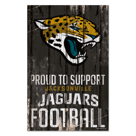 Jacksonville Jaguars Sign 11x17 Wood Proud to Support Design-0