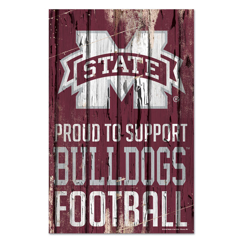 Mississippi State Bulldogs Sign 11x17 Wood Proud to Support Design-0