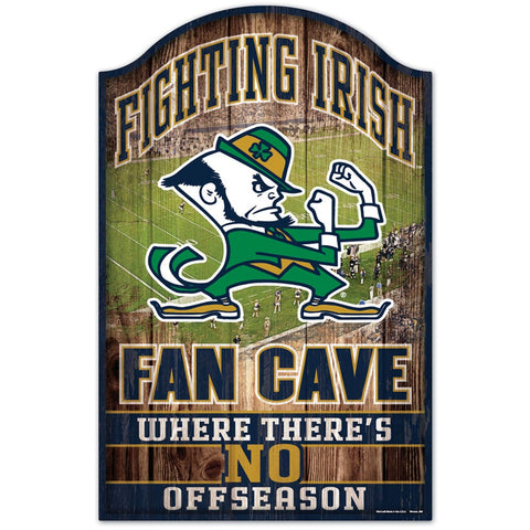 Notre Dame Fighting Irish Sign 11x17 Wood Fan Cave Design-0