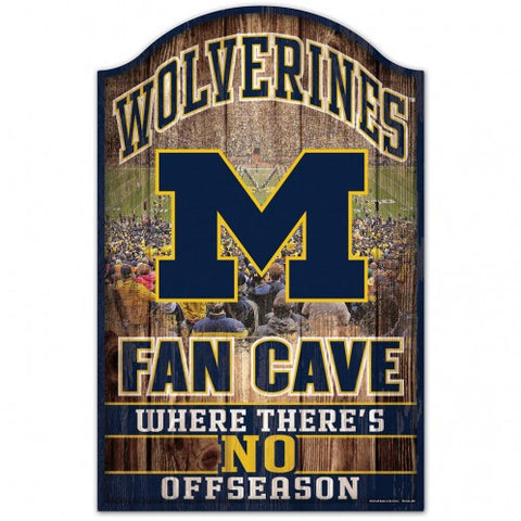 Michigan Wolverines Sign 11x17 Wood Fan Cave Design-0