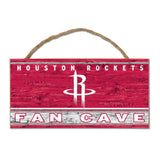 Houston Rockets Sign Wood 5x10 with Rope Fan Cave-0