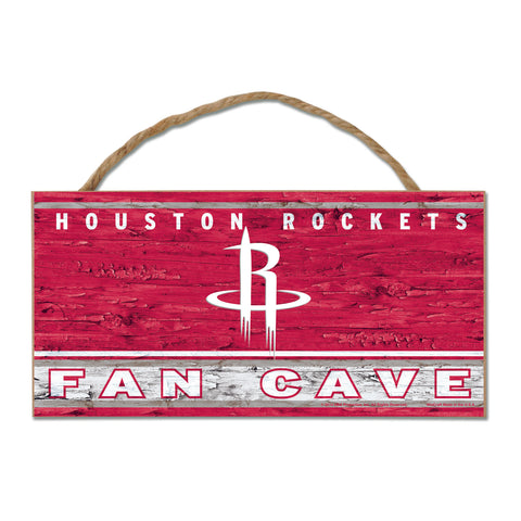 Houston Rockets Sign Wood 5x10 with Rope Fan Cave-0