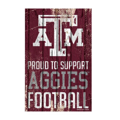 Texas A&M Aggies Sign 11x17 Wood Proud to Support Design-0