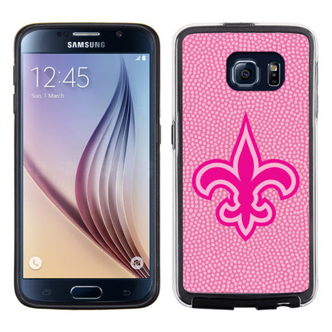 New Orleans Saints Phone Case Pink Football Pebble Grain Feel Samsung Galaxy S6 CO-0