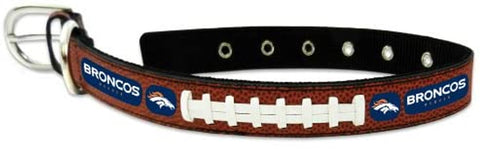 Denver Broncos Pet Collar Leather Classic Football Size Large Super Bowl 50 Champ-0