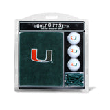 Miami Hurricanes Golf Gift Set with Embroidered Towel-0