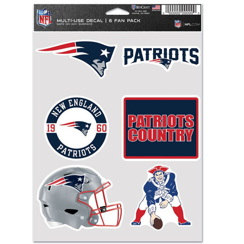 New England Patriots Decal Multi Use Fan 6 Pack-0