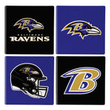 Baltimore Ravens Coaster Set 4 Piece with Wood Caddy-1