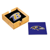 Baltimore Ravens Coaster Set 4 Piece with Wood Caddy-0