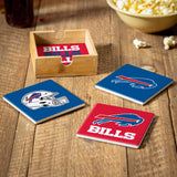 Buffalo Bills Coaster Set 4 Piece with Wood Caddy-2