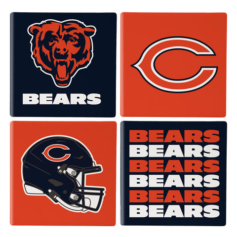 Chicago Bears Coaster Set 4 Piece with Wood Caddy-0