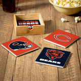 Chicago Bears Coaster Set 4 Piece with Wood Caddy-2