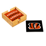 Cincinnati Bengals Coaster Set 4 Piece with Wood Caddy-0