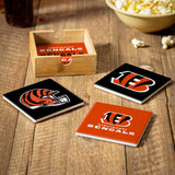 Cincinnati Bengals Coaster Set 4 Piece with Wood Caddy-2
