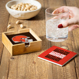Cleveland Browns Coaster Set 4 Piece with Wood Caddy-3