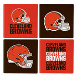 Cleveland Browns Coaster Set 4 Piece with Wood Caddy-0