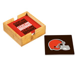 Cleveland Browns Coaster Set 4 Piece with Wood Caddy-1
