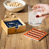 Denver Broncos Coaster Set 4 Piece with Wood Caddy-2