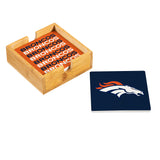 Denver Broncos Coaster Set 4 Piece with Wood Caddy-3