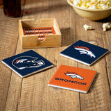 Denver Broncos Coaster Set 4 Piece with Wood Caddy-1