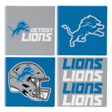 Detroit Lions Coaster Set 4 Piece with Wood Caddy-1