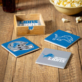 Detroit Lions Coaster Set 4 Piece with Wood Caddy-2