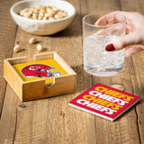 Kansas City Chiefs Coaster Set 4 Piece with Wood Caddy-3