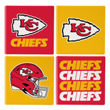 Kansas City Chiefs Coaster Set 4 Piece with Wood Caddy-0