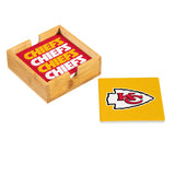 Kansas City Chiefs Coaster Set 4 Piece with Wood Caddy-1