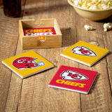 Kansas City Chiefs Coaster Set 4 Piece with Wood Caddy-2