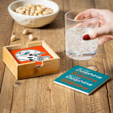 Miami Dolphins Coaster Set 4 Piece with Wood Caddy-3