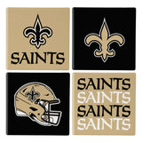 New Orleans Saints Coaster Set 4 Piece with Wood Caddy-0