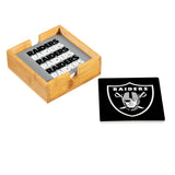 Las Vegas Raiders Coaster Set 4 Piece with Wood Caddy-3