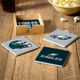 Philadelphia Eagles Coaster Set 4 Piece with Wood Caddy-2