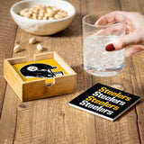 Pittsburgh Steelers Coaster Set 4 Piece with Wood Caddy-3
