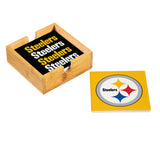Pittsburgh Steelers Coaster Set 4 Piece with Wood Caddy-0