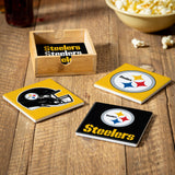 Pittsburgh Steelers Coaster Set 4 Piece with Wood Caddy-2