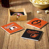 Baltimore Orioles Coaster Set 4 Piece with Wood Caddy-3