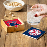 Boston Red Sox Coaster Set 4 Piece with Wood Caddy-2