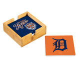 Detroit Tigers Coaster Set 4 Piece with Wood Caddy-0