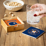 Houston Astros Coaster Set 4 Piece with Wood Caddy-3