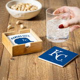Kansas City Royals Coaster Set 4 Piece with Wood Caddy-3