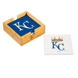 Kansas City Royals Coaster Set 4 Piece with Wood Caddy-0