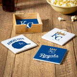 Kansas City Royals Coaster Set 4 Piece with Wood Caddy-2