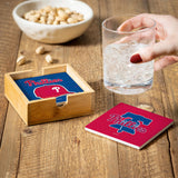 Philadelphia Phillies Coaster Set 4 Piece with Wood Caddy-3