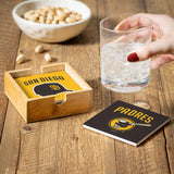 San Diego Padres Coaster Set 4 Piece with Wood Caddy-0