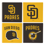 San Diego Padres Coaster Set 4 Piece with Wood Caddy-1